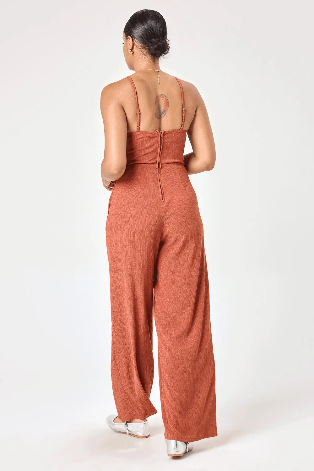 Rust Twist Crinkle Jumpsuit