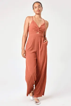 Rust Twist Crinkle Jumpsuit