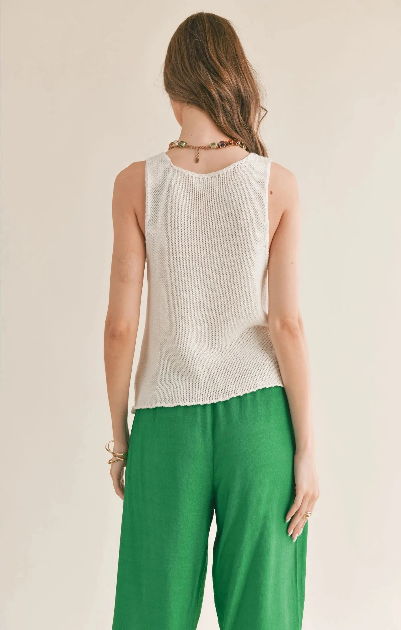 Sage the Label The Breeze Open Knit Neck Sweater Tank