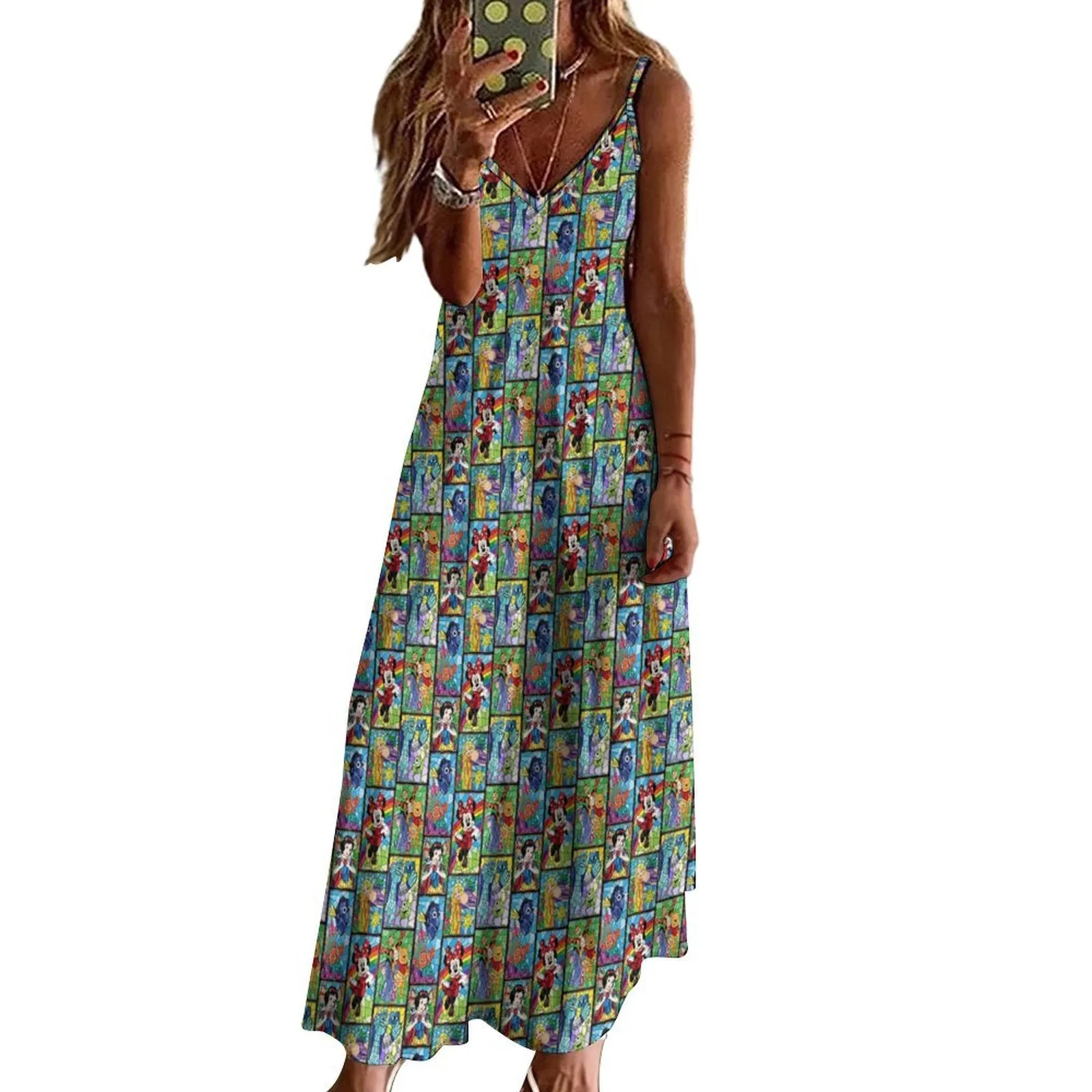 Stained Glass Characters Women's Summer Slip Long Dress