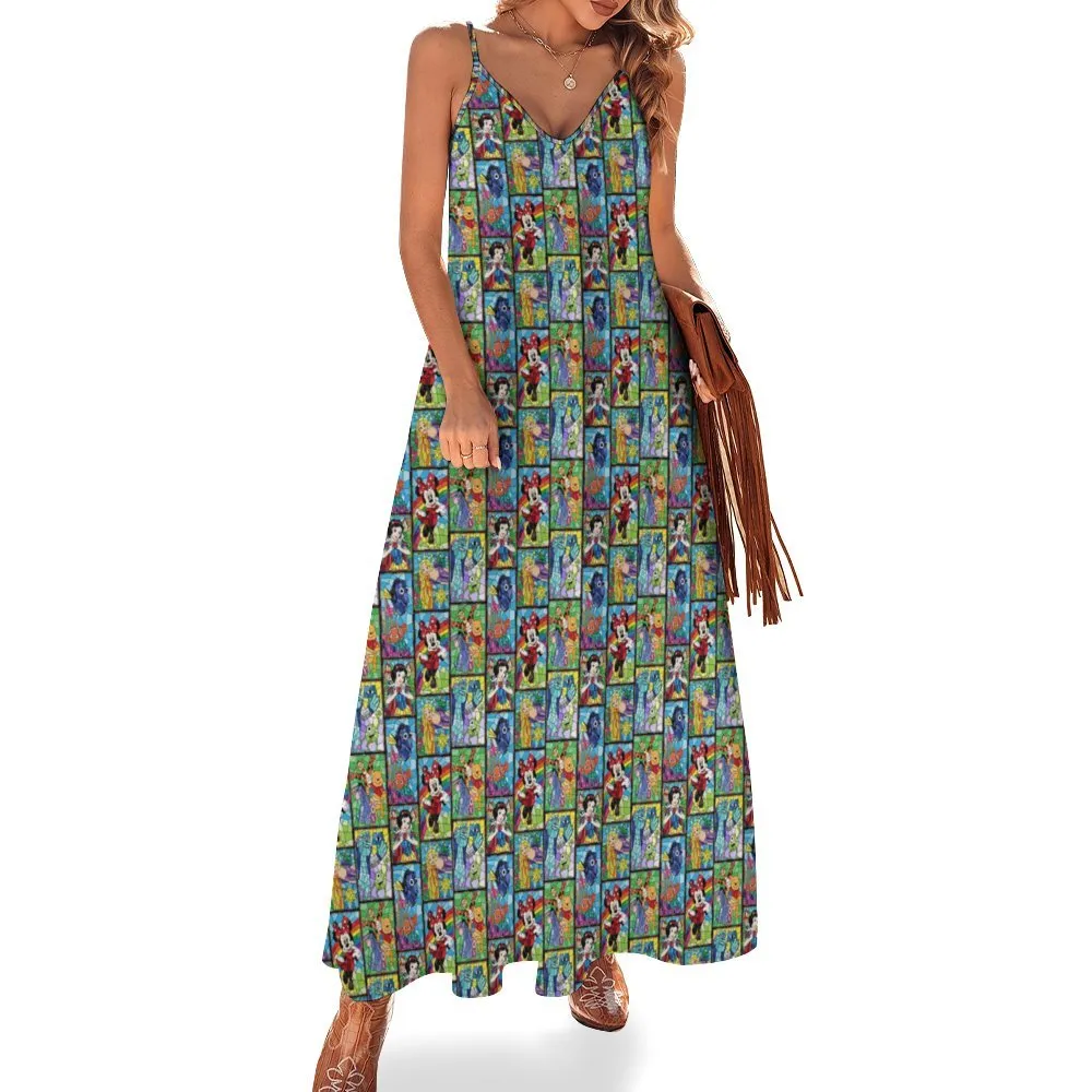 Stained Glass Characters Women's Summer Slip Long Dress