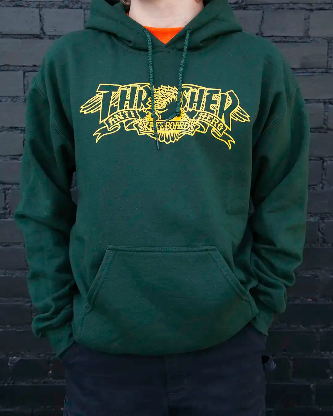 Thrasher x Anti-Hero Mag Banner Pullover Hoodie Forrest Green