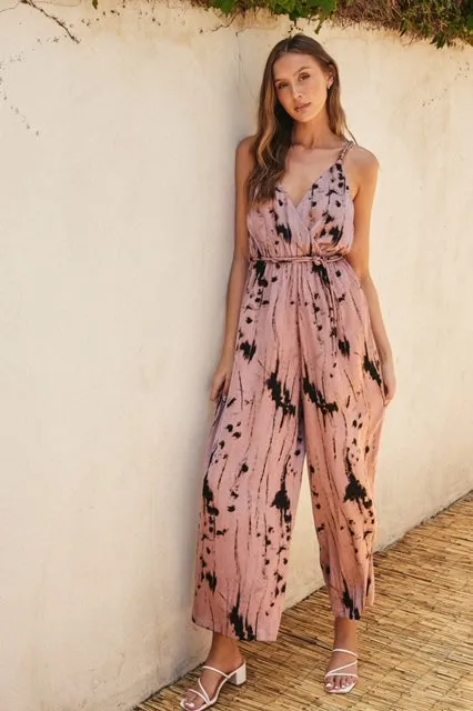 Tie Dye Surplice Jumpsuit