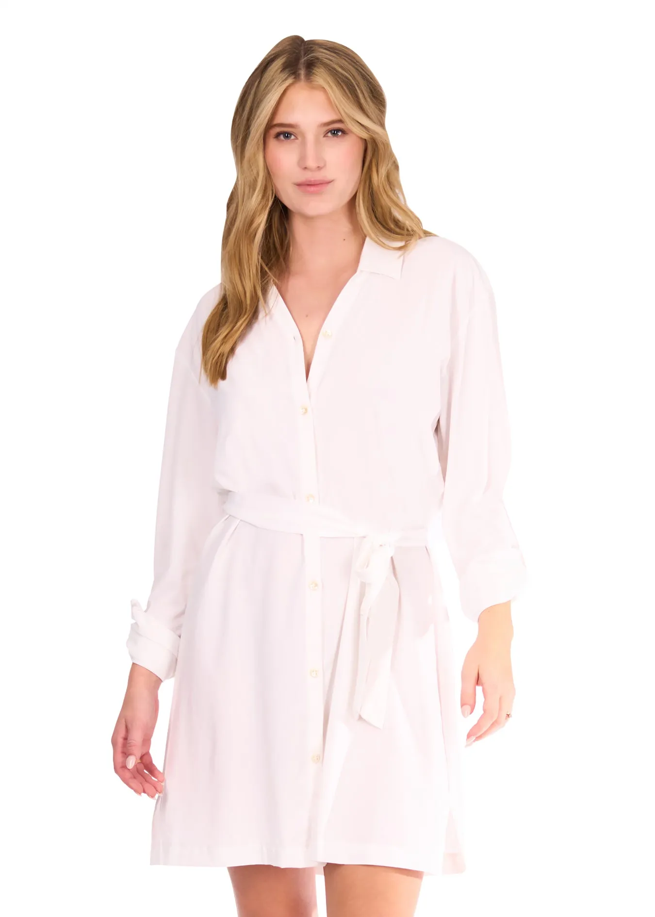 White Button Down Cover Up Dress