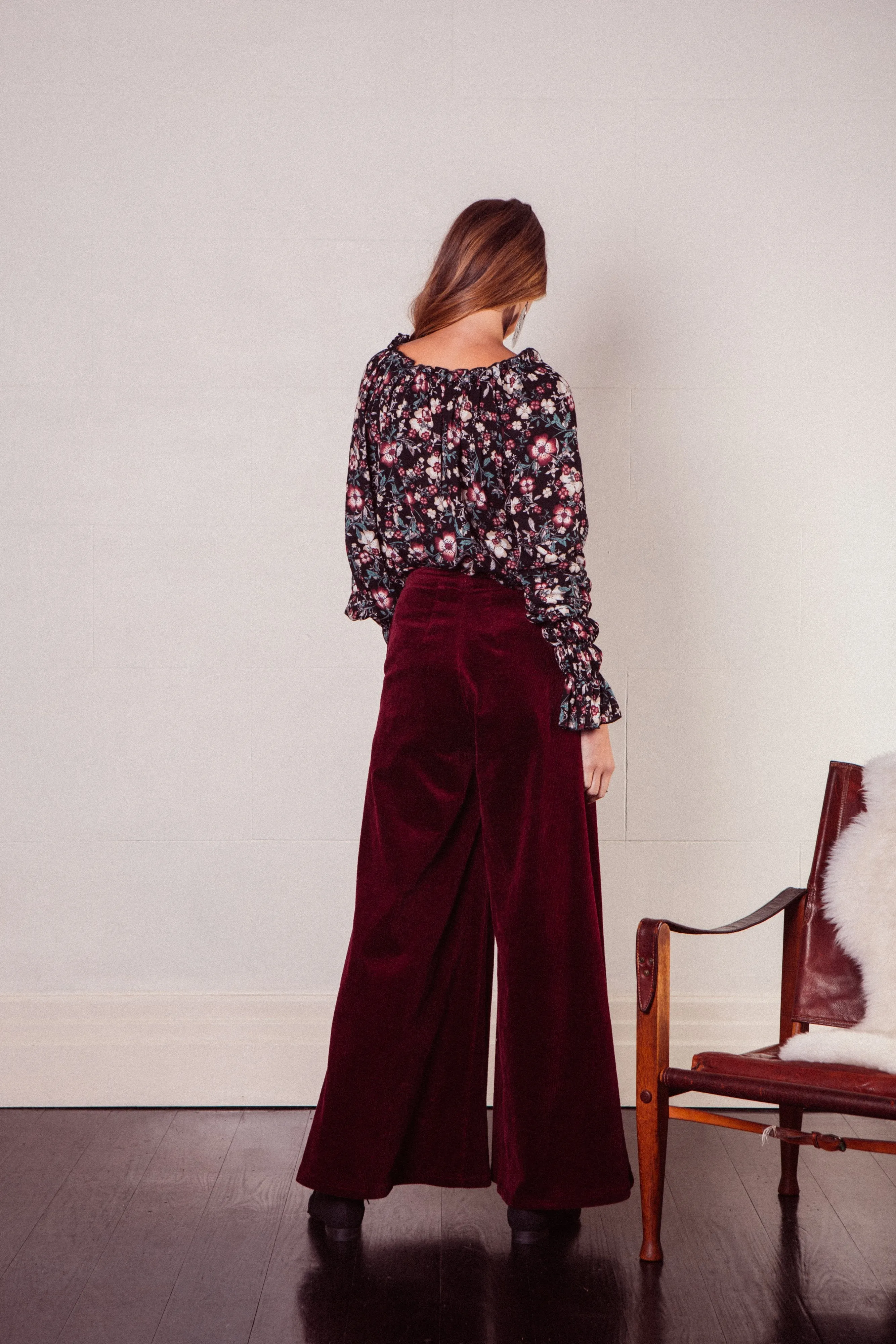 Winter Corduroy Flares in Wine