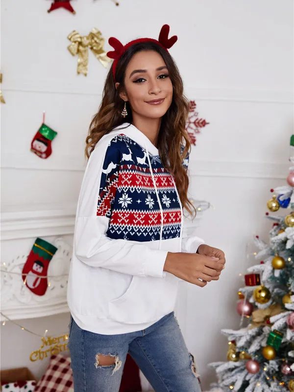 Women's Christmas Print Hooded Jumper