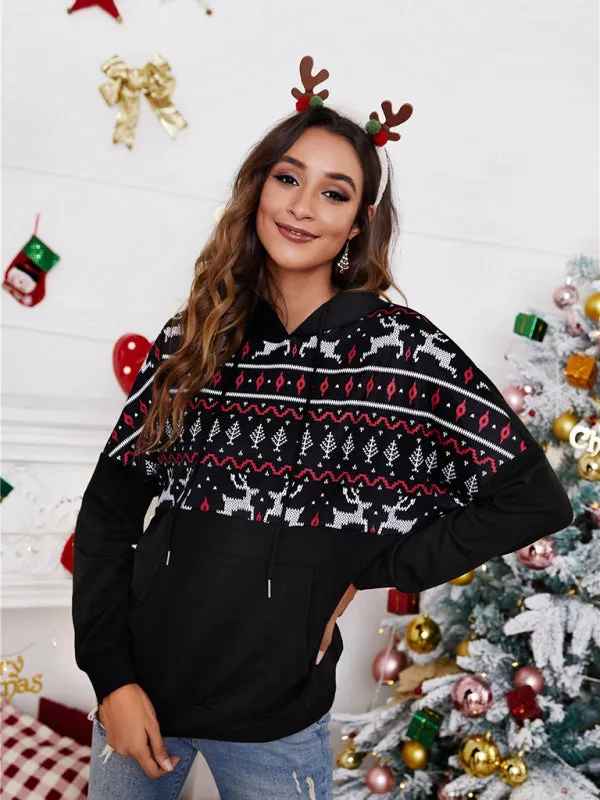 Women's Christmas Print Hooded Jumper