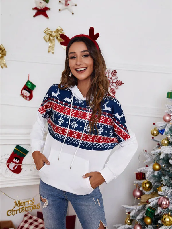 Women's Christmas Print Hooded Jumper