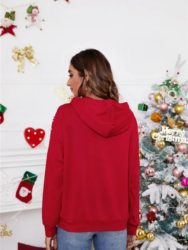 Women's Christmas Print Hooded Jumper