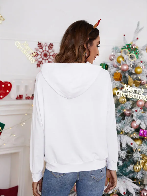 Women's Christmas Print Hooded Jumper