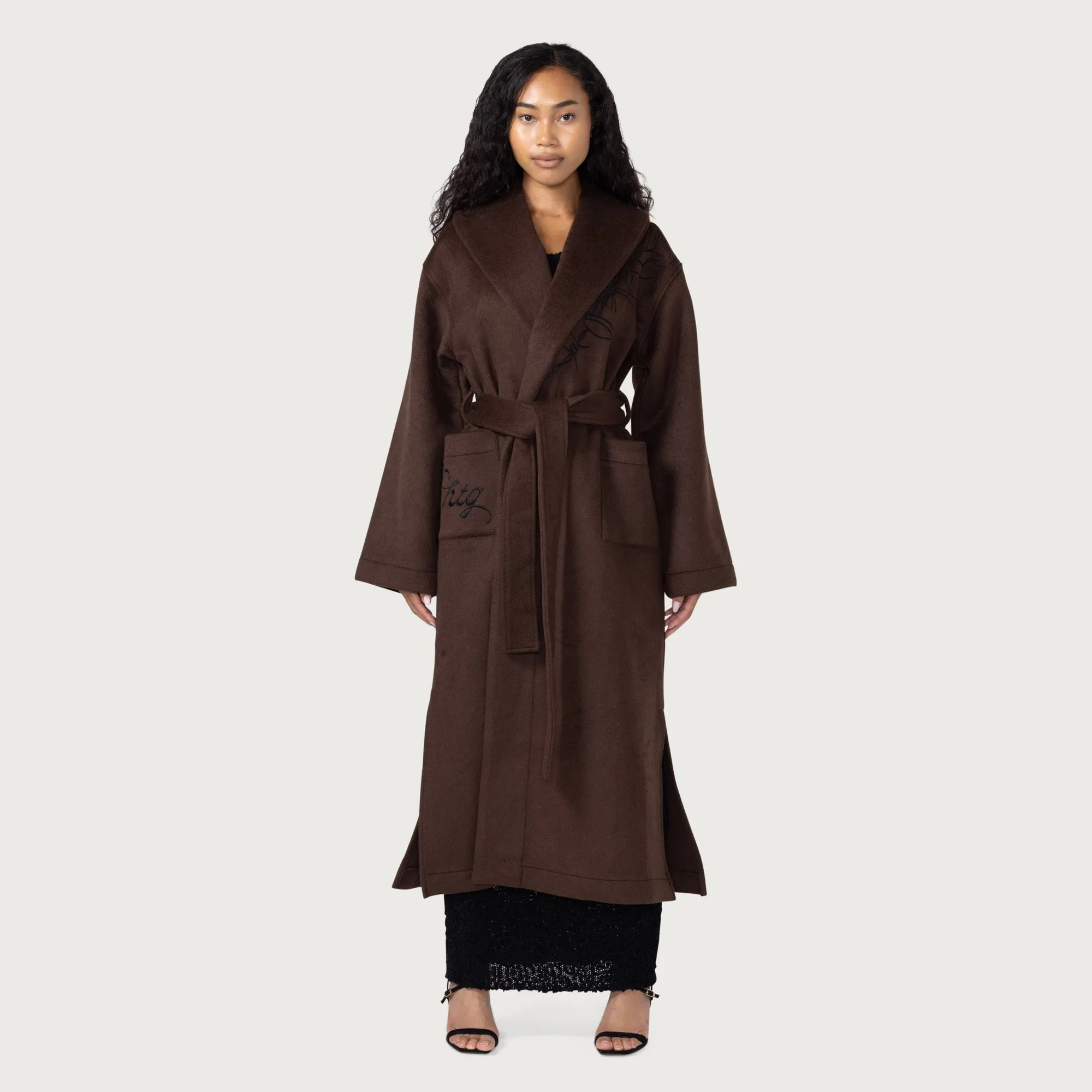 Womens Robe Coat - Brown